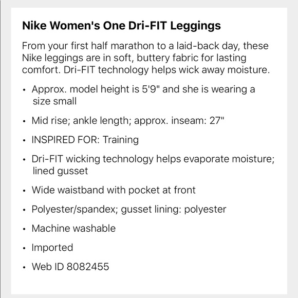 Nike One Dri-Fit Workout Leggings. Blue NEW - Picture 5 of 5